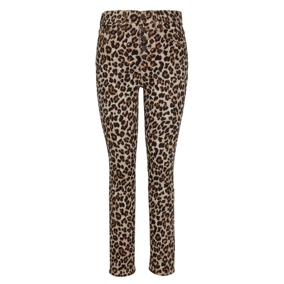 VERONICA BEARD Debbie Leopard Button Front High Rise Skinny...